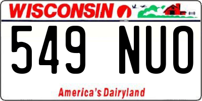 WI license plate 549NUO