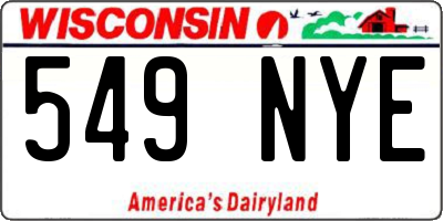 WI license plate 549NYE
