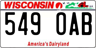 WI license plate 549OAB