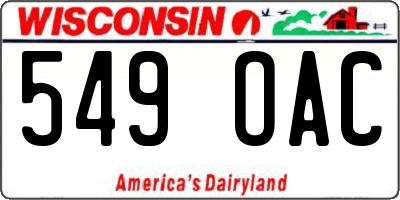 WI license plate 549OAC