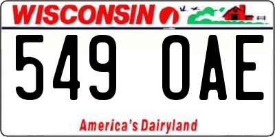 WI license plate 549OAE