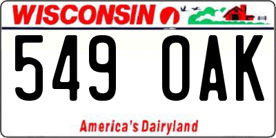 WI license plate 549OAK