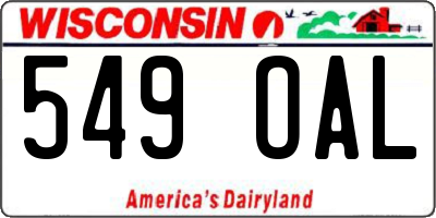 WI license plate 549OAL
