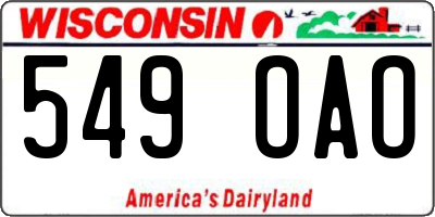WI license plate 549OAO