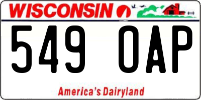 WI license plate 549OAP