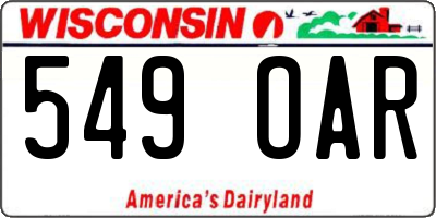 WI license plate 549OAR