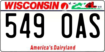 WI license plate 549OAS