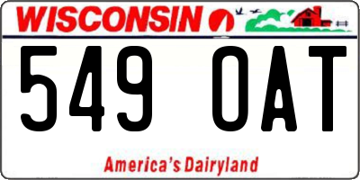 WI license plate 549OAT