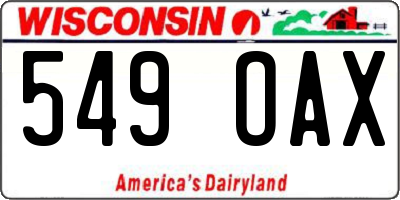 WI license plate 549OAX