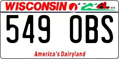 WI license plate 549OBS