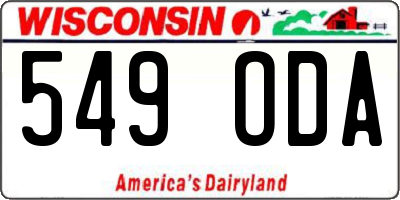 WI license plate 549ODA