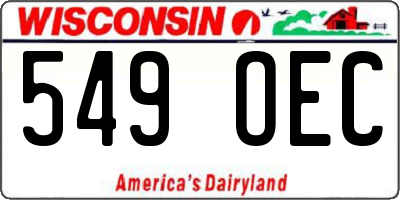 WI license plate 549OEC