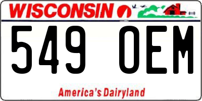 WI license plate 549OEM