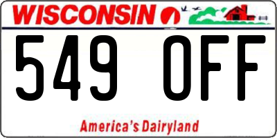 WI license plate 549OFF