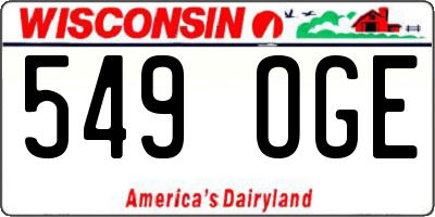 WI license plate 549OGE