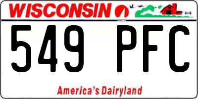 WI license plate 549PFC