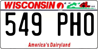 WI license plate 549PHO