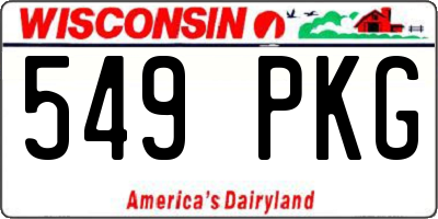 WI license plate 549PKG