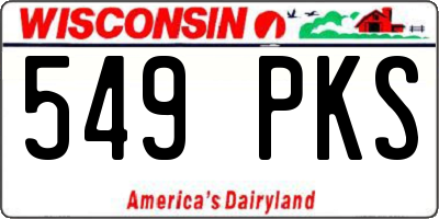 WI license plate 549PKS