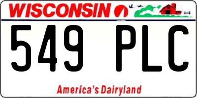 WI license plate 549PLC