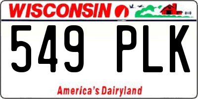 WI license plate 549PLK