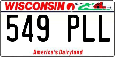 WI license plate 549PLL