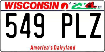 WI license plate 549PLZ