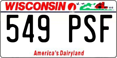 WI license plate 549PSF