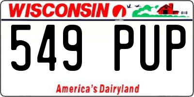 WI license plate 549PUP