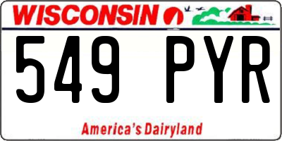 WI license plate 549PYR
