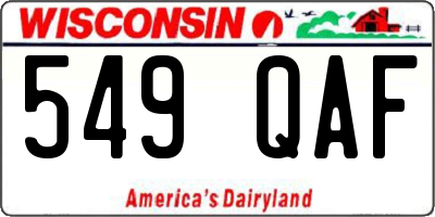 WI license plate 549QAF