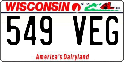 WI license plate 549VEG
