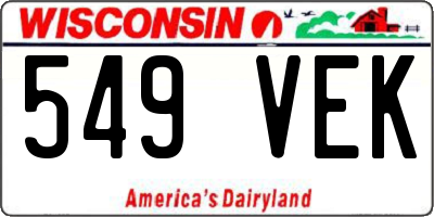 WI license plate 549VEK