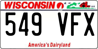 WI license plate 549VFX