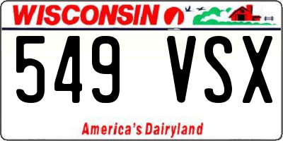 WI license plate 549VSX