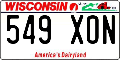 WI license plate 549XON