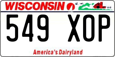 WI license plate 549XOP