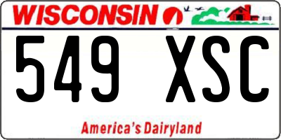 WI license plate 549XSC