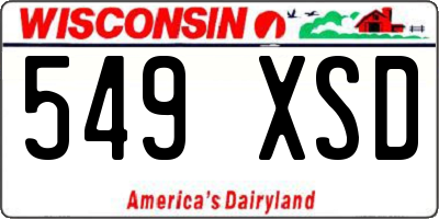WI license plate 549XSD