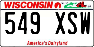 WI license plate 549XSW