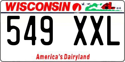 WI license plate 549XXL