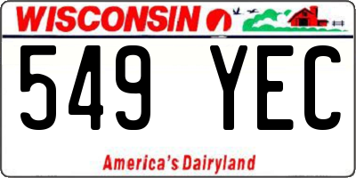 WI license plate 549YEC