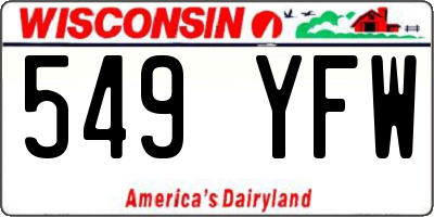 WI license plate 549YFW
