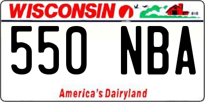 WI license plate 550NBA