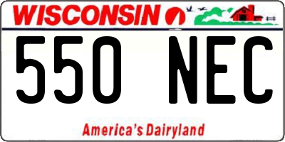 WI license plate 550NEC