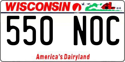 WI license plate 550NOC