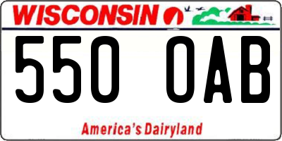 WI license plate 550OAB
