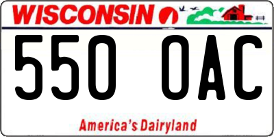 WI license plate 550OAC