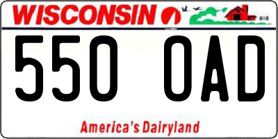 WI license plate 550OAD
