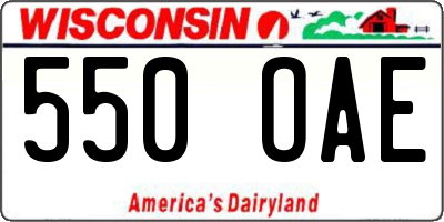 WI license plate 550OAE